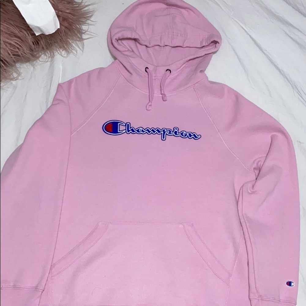pink champion hoodie